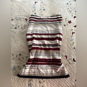 LOFT Striped Tube Tank Top in White, Burgundy & Black